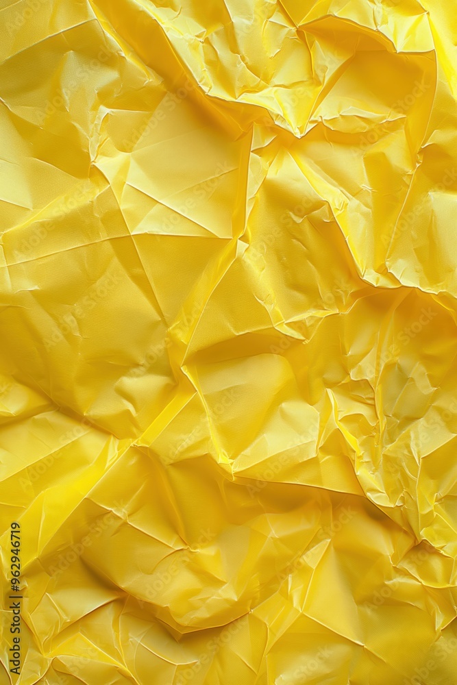 Aufkleber yellow crumpled paper texture background with uneven surface. close-up view of folded and creased ye