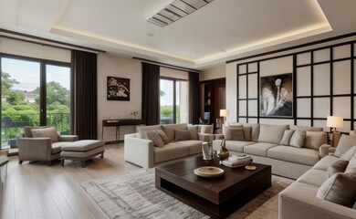 Fototapeta premium Modern luxury living room interior design