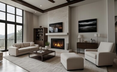 Fototapeta premium Modern luxury living room interior design