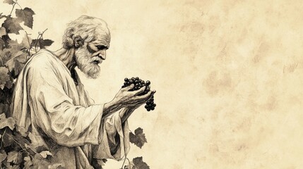 Fototapeta premium Artistic Depiction of Isaiah: Sour Grapes Discovery, Symbolizing Israel’s Failure Despite Divine Cultivation