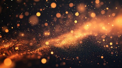 Abstract yellow wave background with glowing particles and lines, showcasing futuristic waves