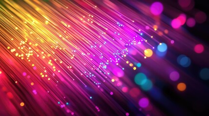 colored electric cables and led. optical fiber, intense colors, background for technology