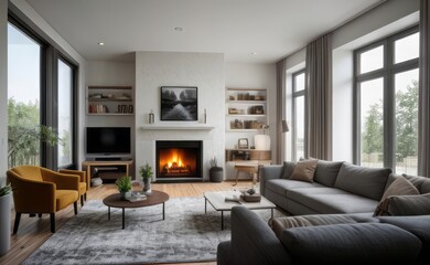 Fototapeta premium Modern luxury living room interior design