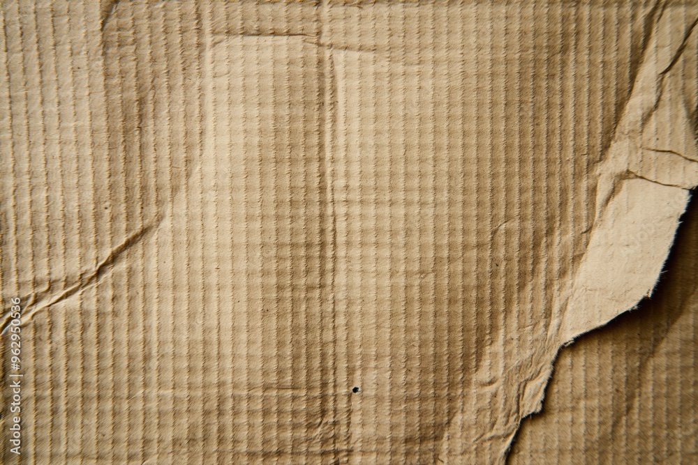 Aufkleber brown paper surface texture close-up. crumpled craft paper folded in half with small hole center. ro