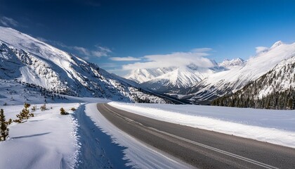 Snow-covered mountain pass