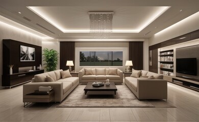 Fototapeta premium Modern luxury living room interior design