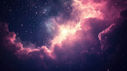 Obraz premium Abstract starlight and pink and purple clouds stardust, blink, background