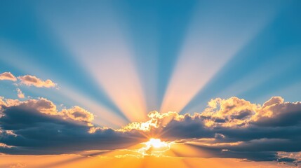 Obraz premium Bright sunbeams painting sky in pastel shades