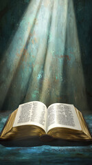 An Open Bible Bathed in Divine Light, a Symbol of Faith and Hope.