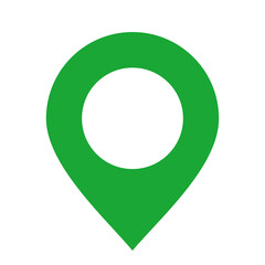 Green map pin pointer icon, green location pin symbol, map marker sign, gps position symbol vector illustration, pin point logo icon flat design image
