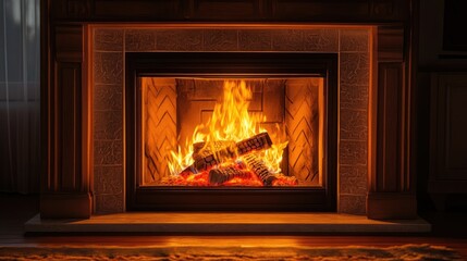 Cozy fireplace with crackling flames