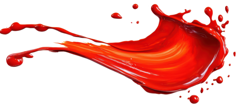 Red liquid splash isolate on transparent background, cutout, png