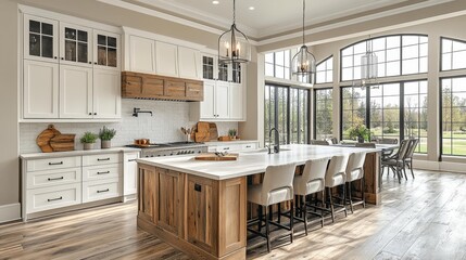 Fototapeta premium Modern Rustic Kitchen Interior Generative AI