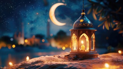 Fototapeta premium Festive poster: beautifully designed Happy Mawlid al-Nabi banner, capturing spirit of reverence, celebration with elegant typography, decorative elements for this important day in Islamic tradition.