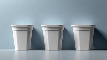 Minimalistic White Cups in a Row Generative AI