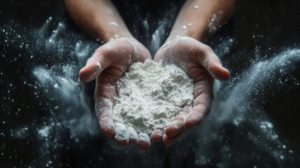 Fototapeta premium holding flour in his hands