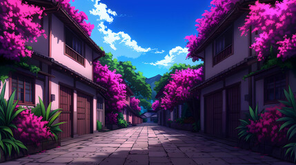 Marketplace Landscape Anime Style