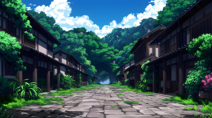 Obraz premium Marketplace Landscape Anime Style