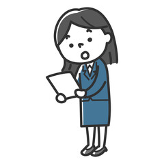 書類を見て驚くスーツを着た女性社員