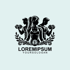 Fitness Center logo. Sport and fitness logo Design . Gym Logo Icon Design Vector Stock, or emblem with woman and man silhouettes.