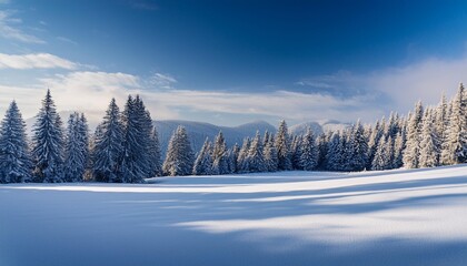 Snowy scene with distant trees