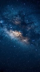 Naklejka premium Panorama blue night sky milky way and star on dark background