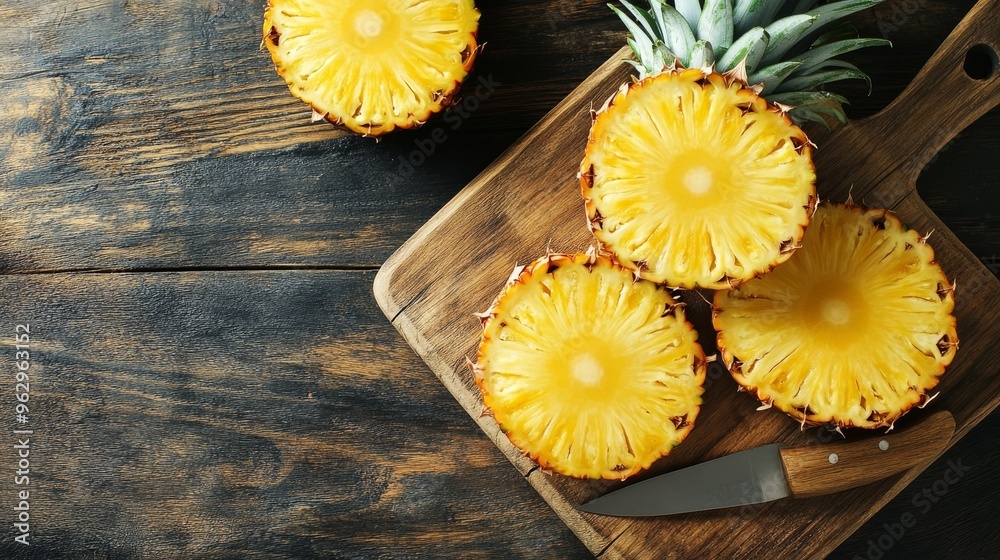 Wall mural pineapple on wood table