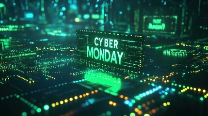 Obraz premium Internet Monday shopping carnival promotional illustration.generated with AI. 