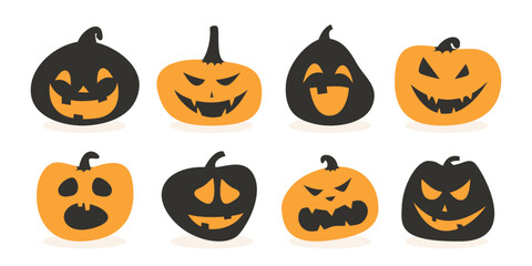 Set of cute halloween pumpkin character