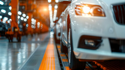 Mass Production Assembly Line Modern Cars