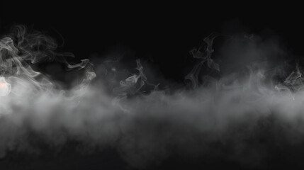 Fototapeta premium Smoke black ground fog cloud floor mist background steam dust dark white horror overlay. Ground smoke haze night black water atmosphere.