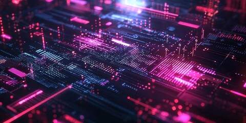 Fototapeta premium Captivating Digital Background with Glowing Futuristic Patterns and Circuits