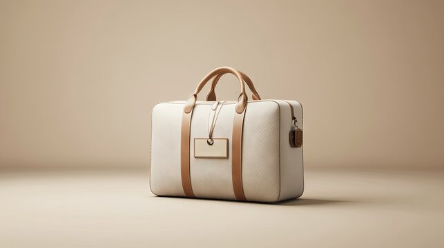 3D illustration of a customized travel bag featuring a personalized name tag, beautifully wrapped in gift-ready presentation.