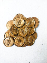 wax stamp coin on ;ight background. sealing wax for wedding invitation or letter for a vintage look