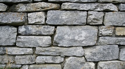 Fototapeta premium Close-up of a stone wall made from irregularly shaped rocks with mortar joints