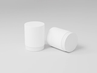 two-cylinder shape container displayed on a white background, tall paper tube parcel packaging mockup, product design showcase mockup, tall circular shape packaging design advertising campaign image