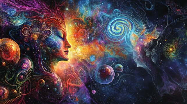 colorful spritual painting of the universe