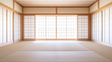 Close-up of a traditional Japanese tatami mat with woven grass fibers and a border