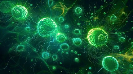 Photo of a cluster of neon green hundreds of dmt entities