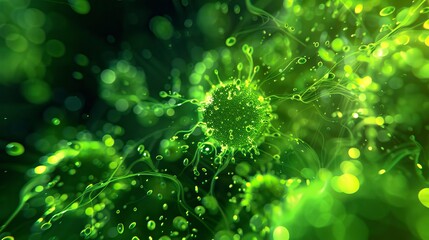 Photo of a cluster of neon green hundreds of dmt entities