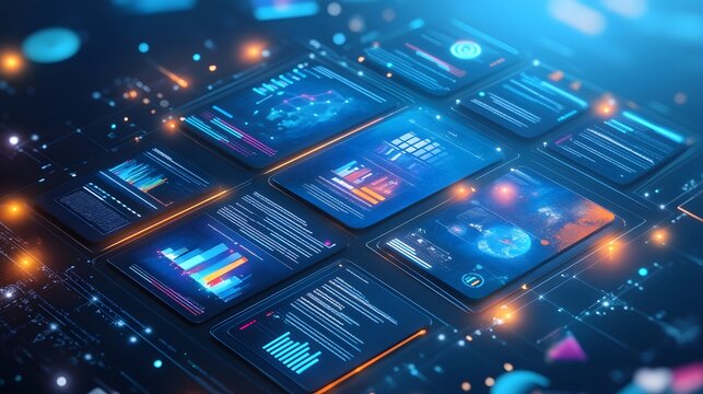 Futuristic Interface with Data Visualizations.