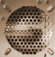 Sepia Tone Metal Honeycomb Pattern Panel Closeup