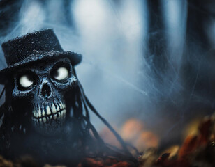 Straszne tło Halloween czaszka