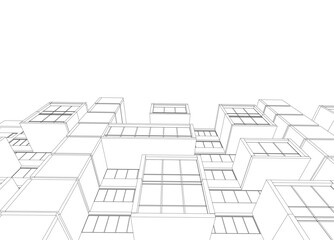 Architectural 3d drawing vector illustration