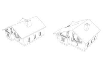 Architectural 3d drawing vector illustration