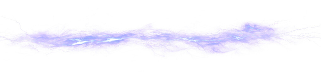 Fototapeta premium Horizontal of Abstract purple and blue lightning strike isolate on transparent background, png, cutout