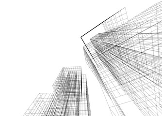 Architectural 3d drawing vector illustration