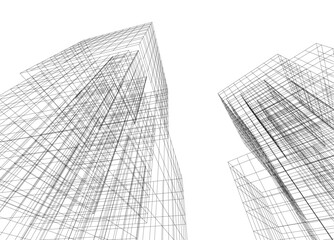 Architectural 3d drawing vector illustration