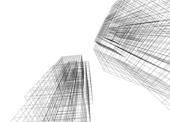 Architectural 3d drawing vector illustration