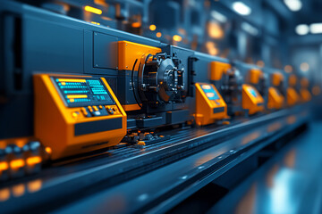 Machine in new factory manufacturing. Ecosystem of machines and software solutions. 